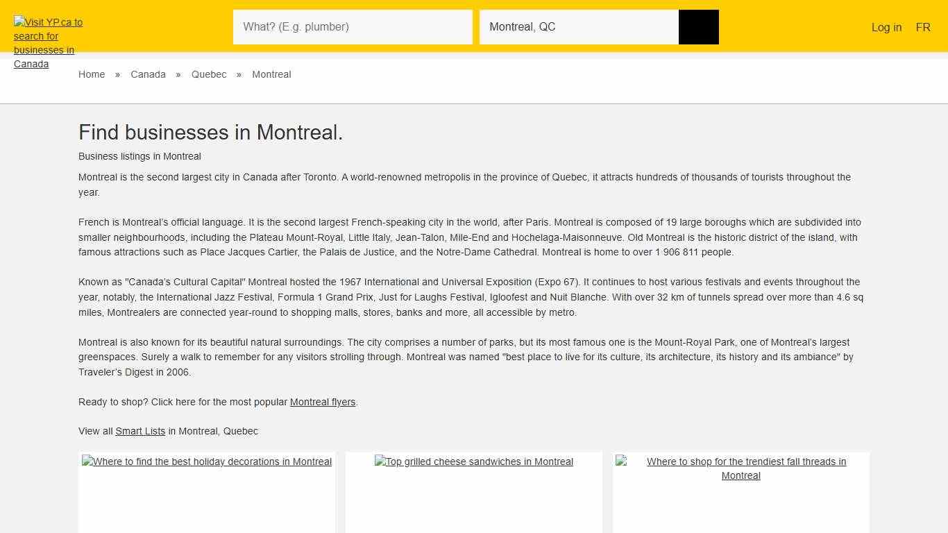 Search the Montreal Directory of Local Business Listings YellowPages.ca